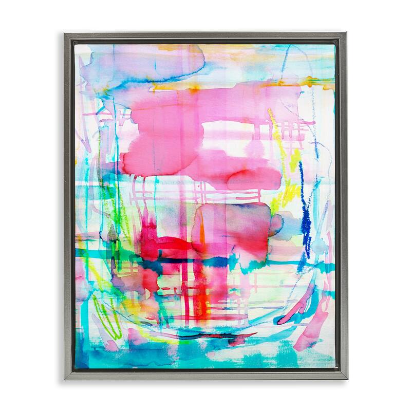 Stupell Vivid Watercolor Abstraction Framed Floater Canvas Wall Art Design By Gemma Bardot - 25 x 31 - Grey