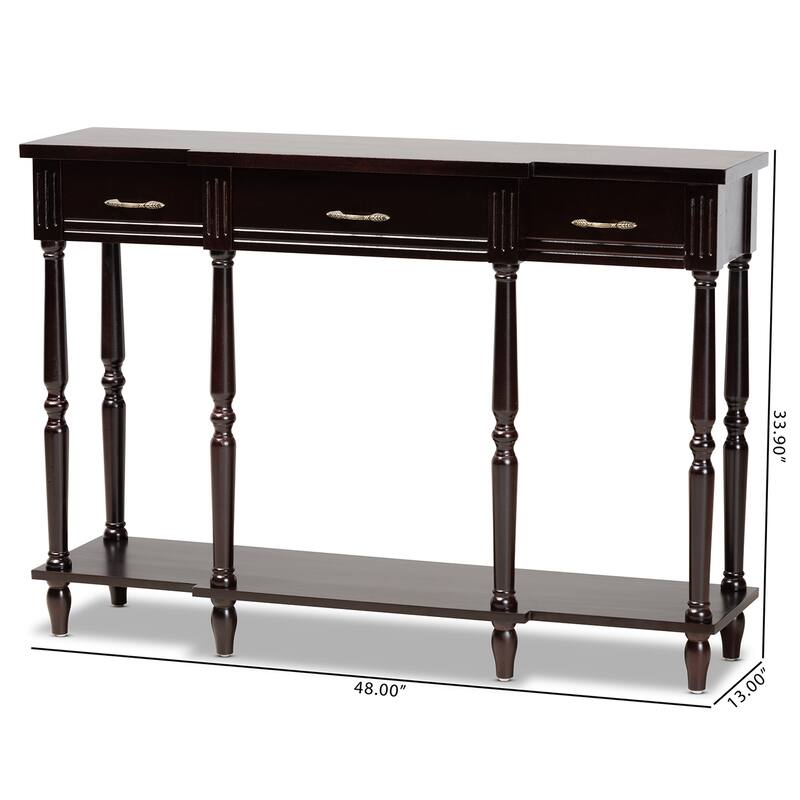 Hallan Classic and Traditional French Provincial 3-Drawer Console Table