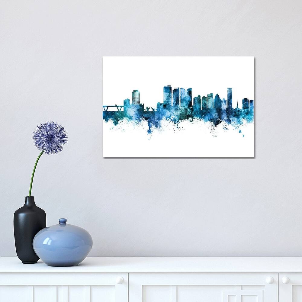 iCanvas "Fort Lauderdale Skyline Blue Teal" by Michael Tompsett Canvas Print