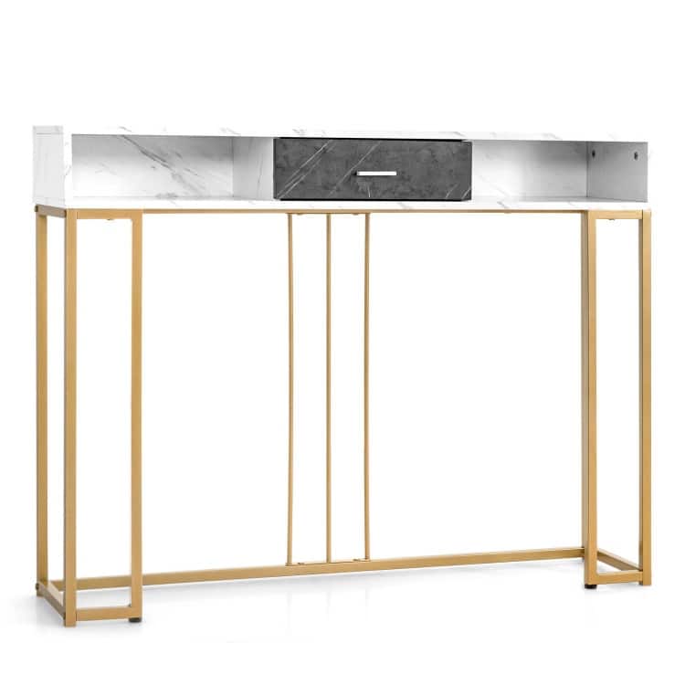 48 Inch 2-Tier Console Table with Drawer - 47.5" x 12" x 35.5" (L x W x H)