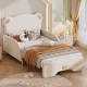 preview thumbnail 1 of 7, Twin XL Size Upholstered Stretchable Vaulted Sofa Bed, Bear Shaped Headboard, Beige