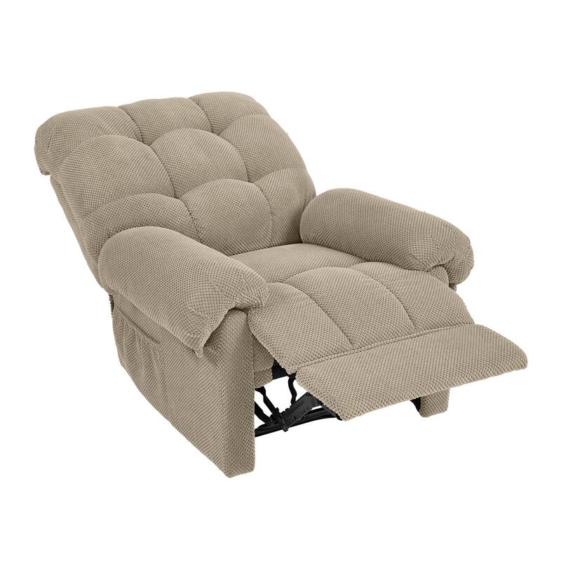 Recliner Chair, Overstuffed Armchair, Manual Recliner, Padded Footrest, Ergonomic Lounge Chair, Soft Fabric Recliner