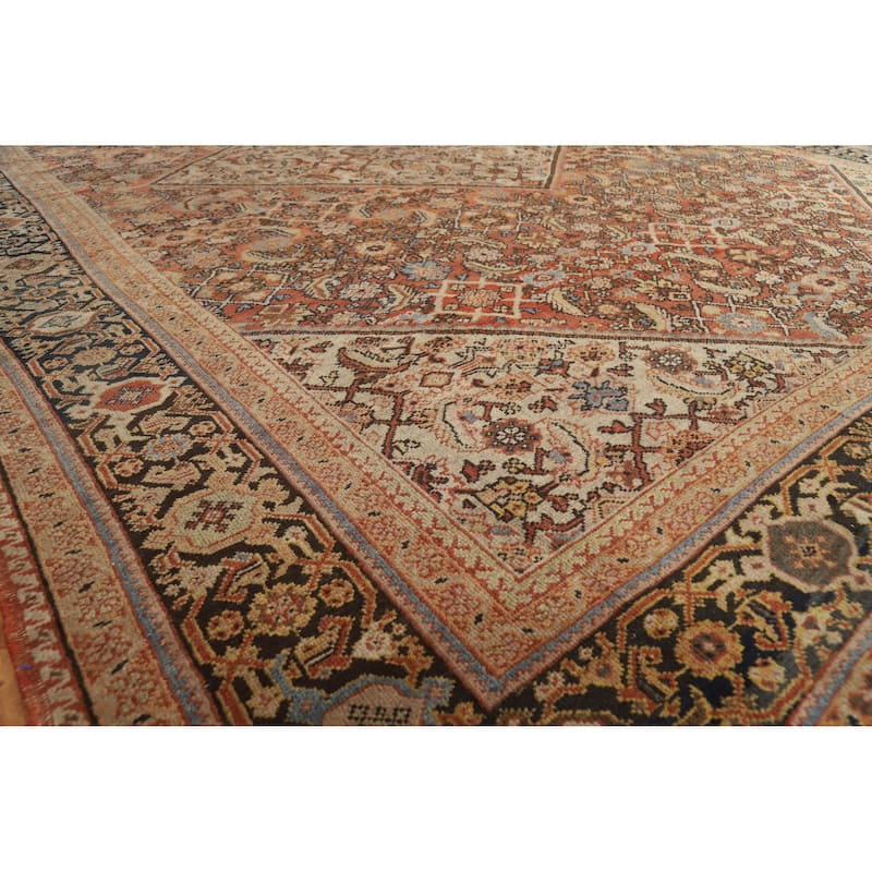 Hand Knotted Oriental 100% Wool Carpet Traditional Medallion Oranges & Rust Mahal Area Rug - 14' 5'' X 10' 11''
