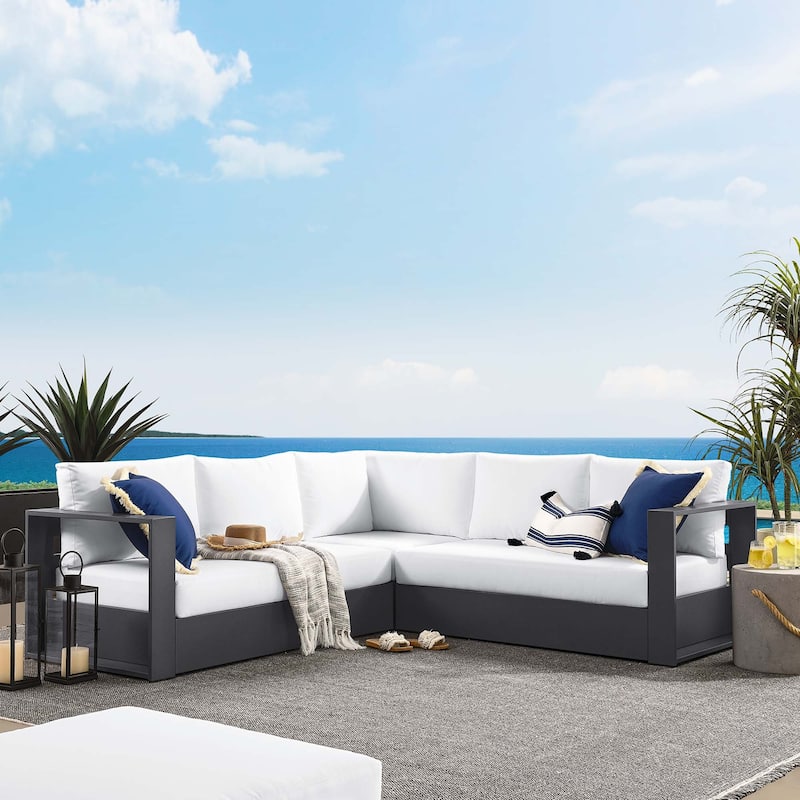 Tahoe Patio Aluminum 3-Piece Sectional Sofa Set - White