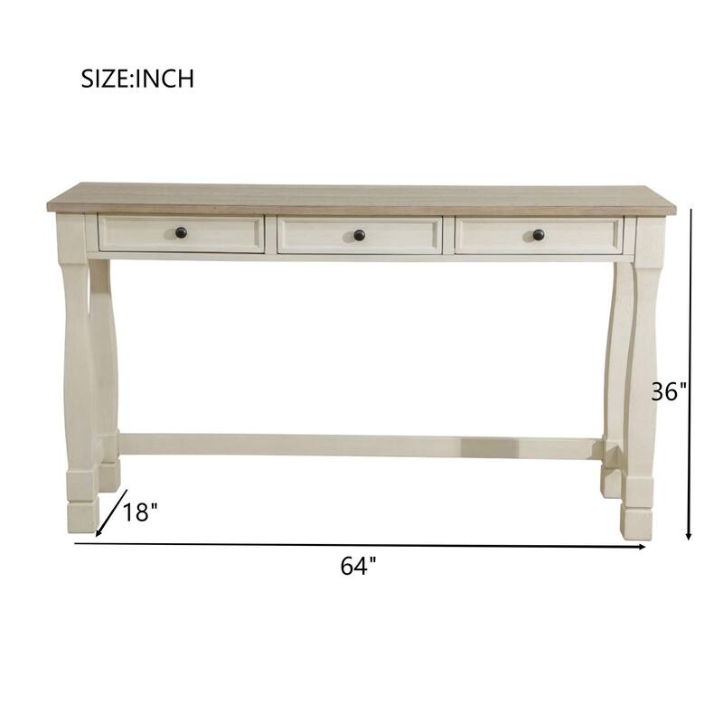 KISRAIS Wood Writing Desk with White Drawer for Living Room