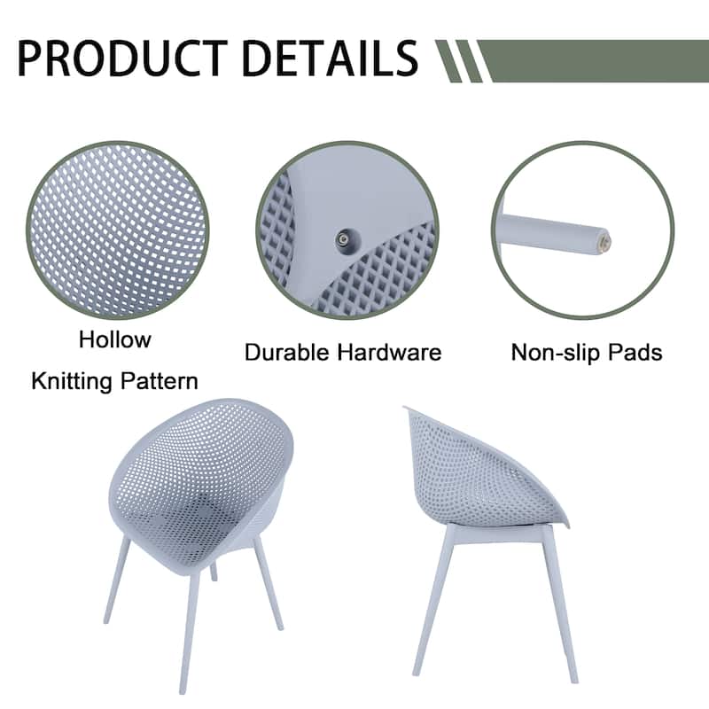 BNK Modern All-Weather PP Plastic Armchair With Mesh Hollow-Out, Indoor/Outdoor (Set of 2)