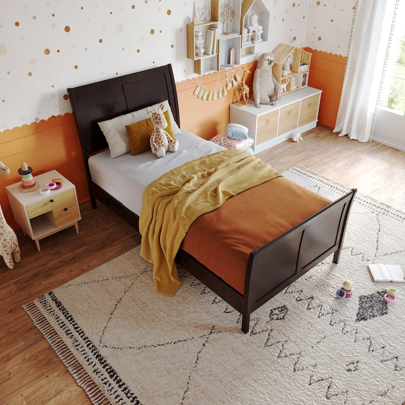 Valencia Solid Wood Low Profile Sleigh Platform Bed with Matching Footboard