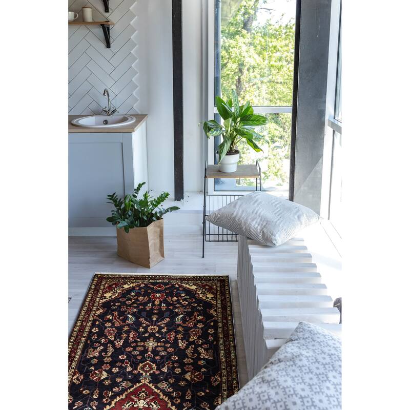 ECARPETGALLERY Hand-knotted Andelz Dark Navy Wool Rug - 3'7 x 10'2