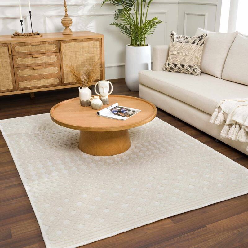 Hauteloom Drago Hallway, Kitchen Machine Washable Runner Rug - White, Off White - 2'7" x 7'2"