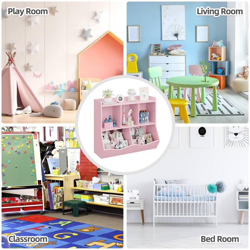 Kids Bookshelf and Bookcase Toy Storage Multi Shelf with Cubby Organizer Cabinet for Boys Girls