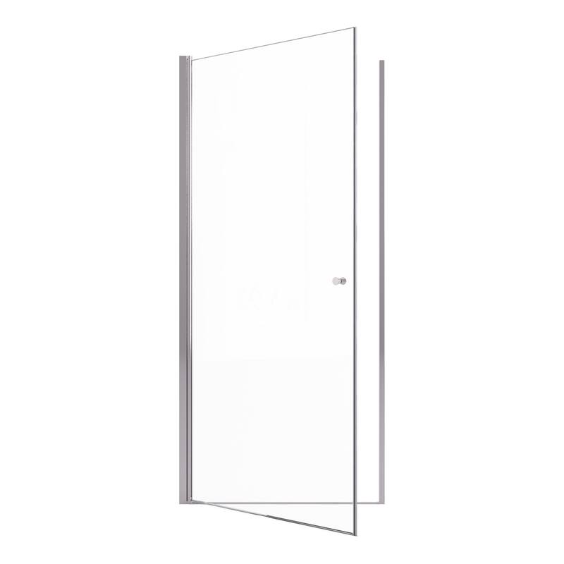 GDFStudio - Modern Semi-Frameless Circular Pivot Shower Door with 1/4" SGCC Tempered Glass, Magnetic Soft Close & Knob Handle