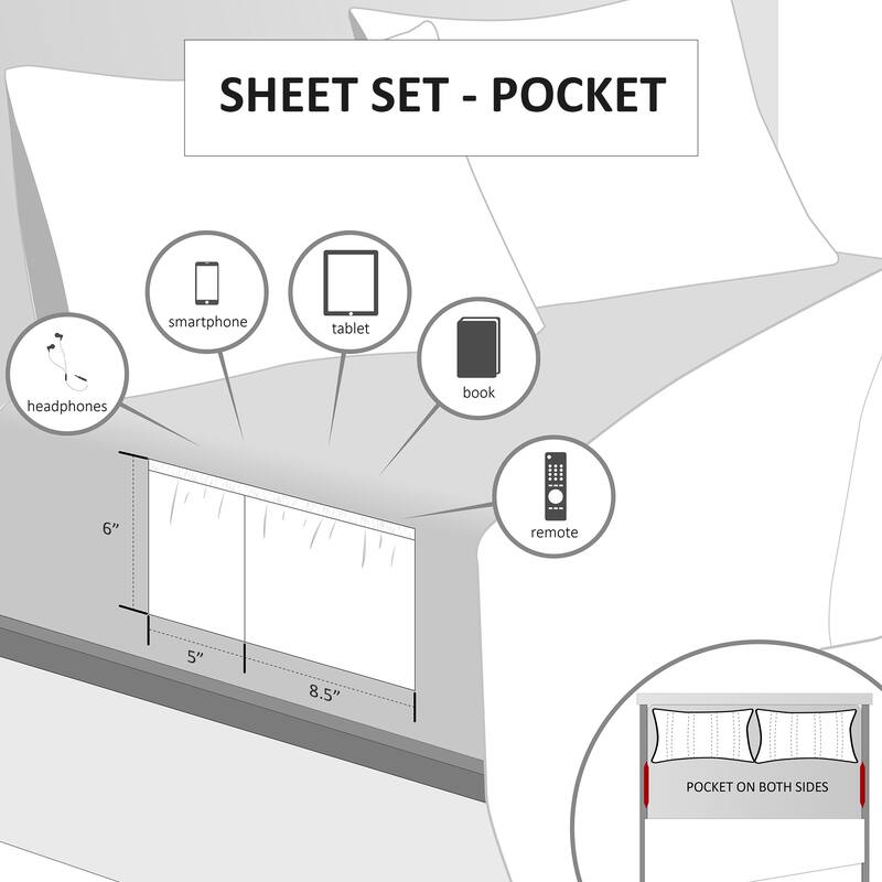 Microfiber Sheet Set with Side Storage Pockets by Intelligent Design