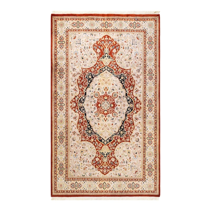 Overton Hand Knotted Wool Traditional Oriental Orange Area Rug - 5' x 8' - Rust - 5' x 8'