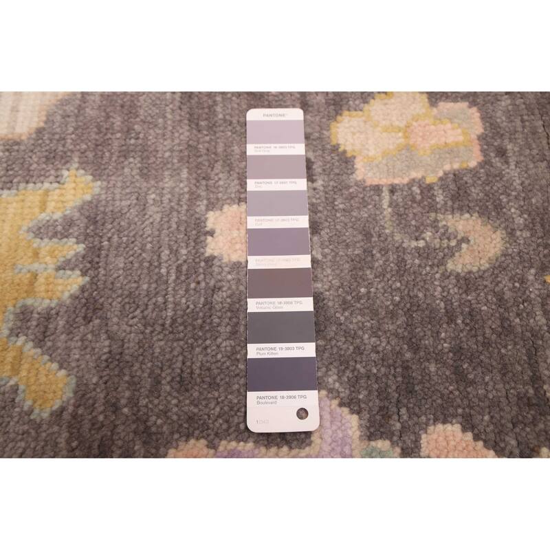 ECARPETGALLERY Hand-knotted Modern Oushak Dark Grey Wool Rug - 7'9 x 10'0