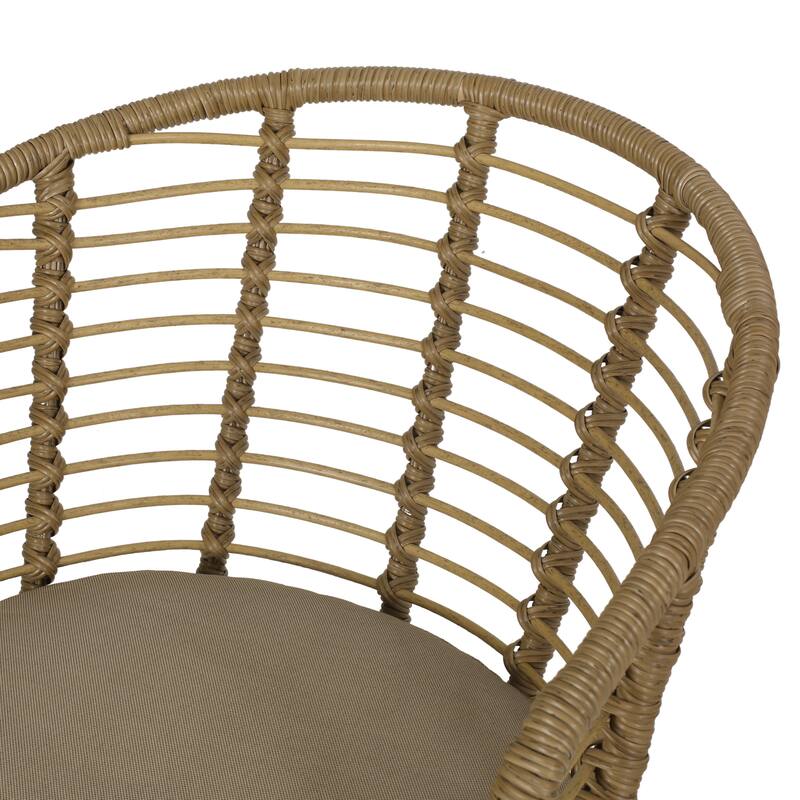Roomfitters Randy Wicker Outdoor Dining Chairs with Water-Resistant Cushions, Set of 2, Brown