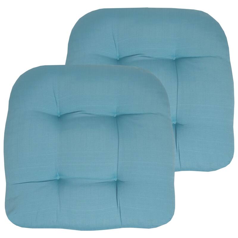Indoor-Outdoor Reversible Patio Seat Cushion - Teal - Set of 2