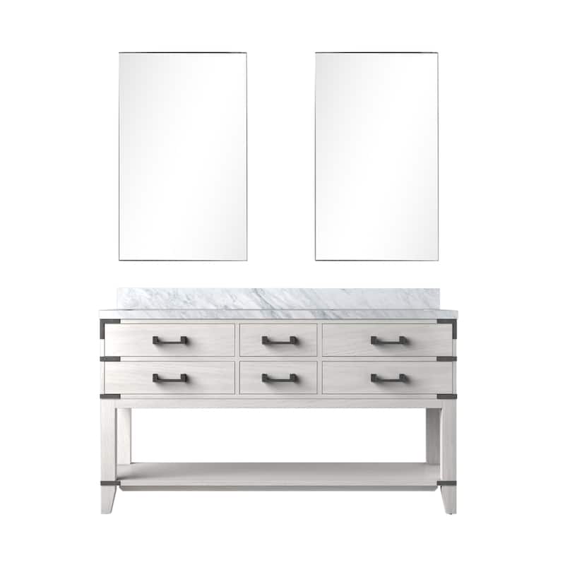 Norwalk Bath Vanity with Carrara Marble Top, Sink and Mirror