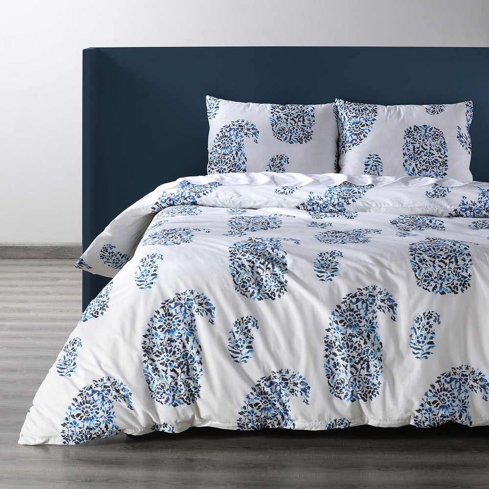 Paisley Pattern Duvet Cover Set Twin-100% Brushed Microfiber 2Pieces Bedding Comforter Cover with Zipper Closure&Corner Ties and 1Pillowsham