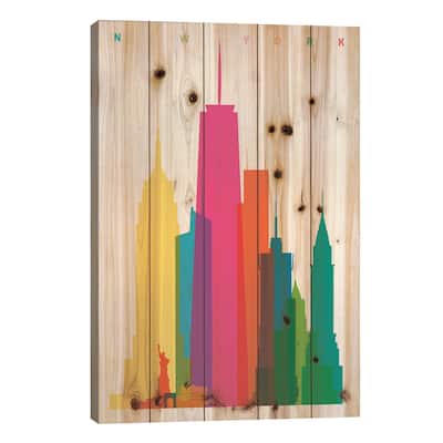 New York City Print On Wood by Yoni Alter - Multi-Color