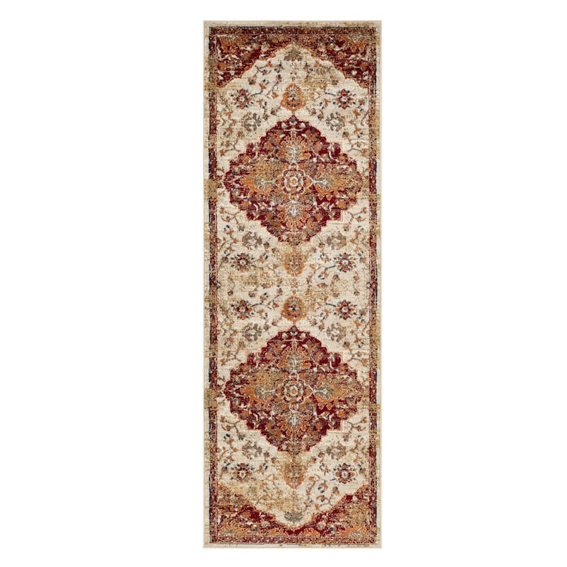 Traditional Floral Medallion Indoor Runner or Area Rug by Superior
