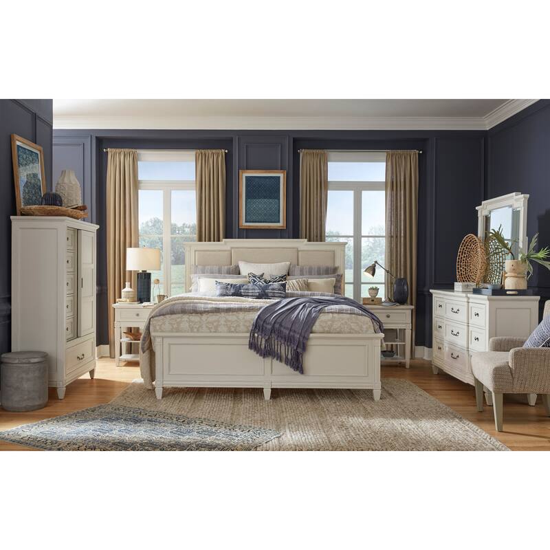 Magnussen Home Willowbrook Egg Shell White with Slight Rub Through Open Nightstand