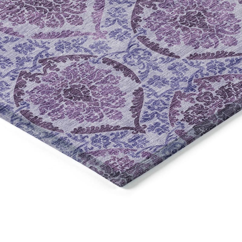 Machine Washable Indoor/ Outdoor Chantille Traditional Damask Rug
