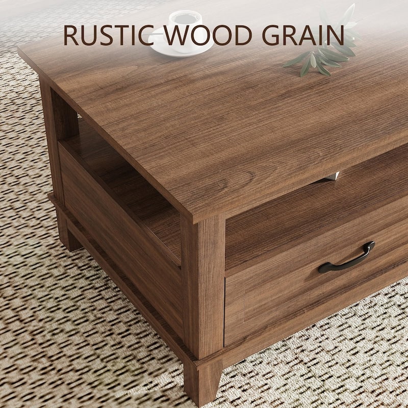 Farmhouse Coffee Table, Rectangle for Living Room,