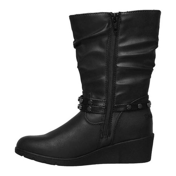 girls black wedge boots