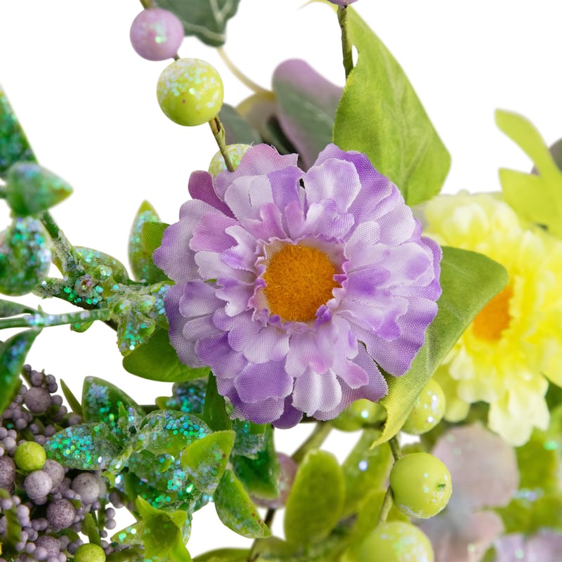 Daisy and Mixed Foliage Floral Spring Garland - 5' - Purple