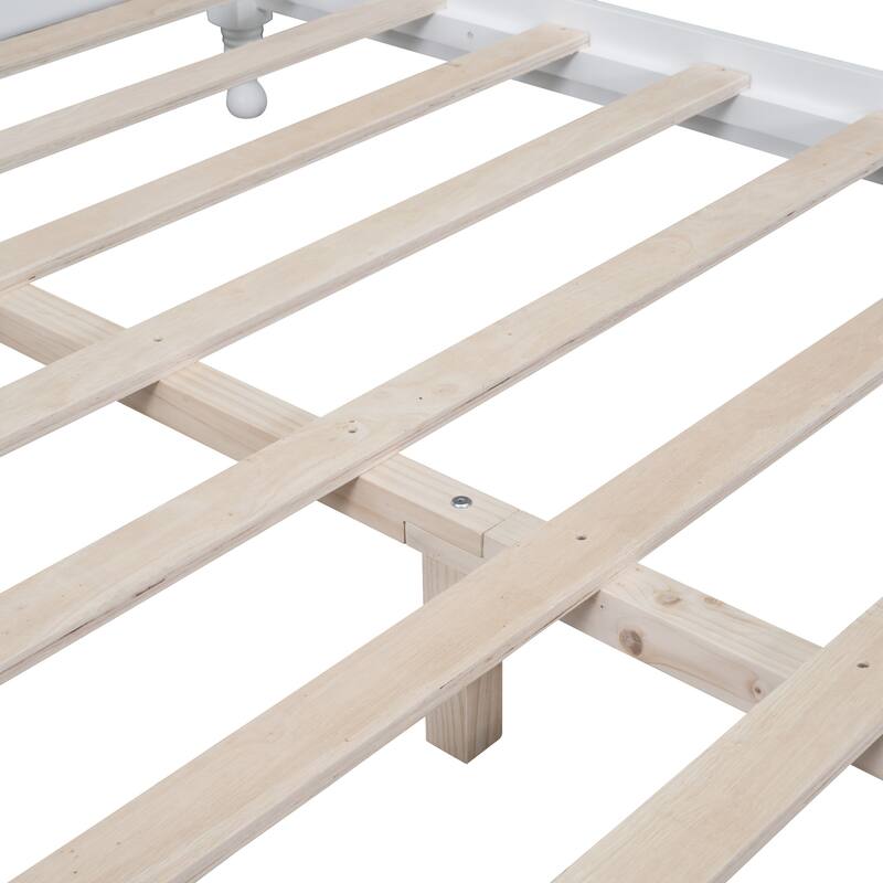 Retro Style Platform Bed Frame with Headboard and Wooden Slat Support