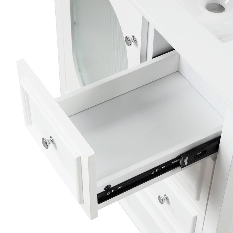 30" Stylish Bathroom Vanity with Sink, Bathroom Storage Cabinet with 3 Drawers, Solid Wood Frame and Glass Door