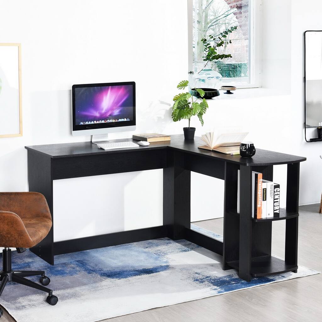 L-Shaped Home Office Wood Corner Desk,Reversible L-Shape Computer Desk