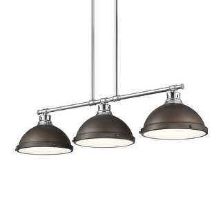 Yep by Golden Lighting Duncan 3-light Island Light in Chrome and Rubbed Bronze shade