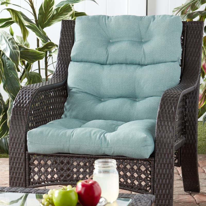 Solid Heathered 44x22-inch Outdoor High-Back Chair Cushion (Cushion Only)