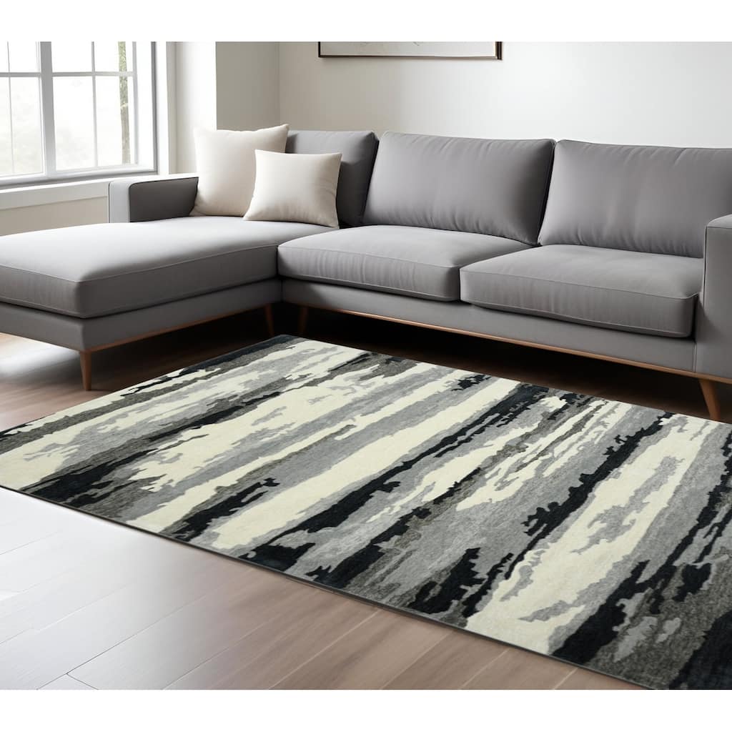 HomeRoots Abstract Transitional Rectangle Area Rug