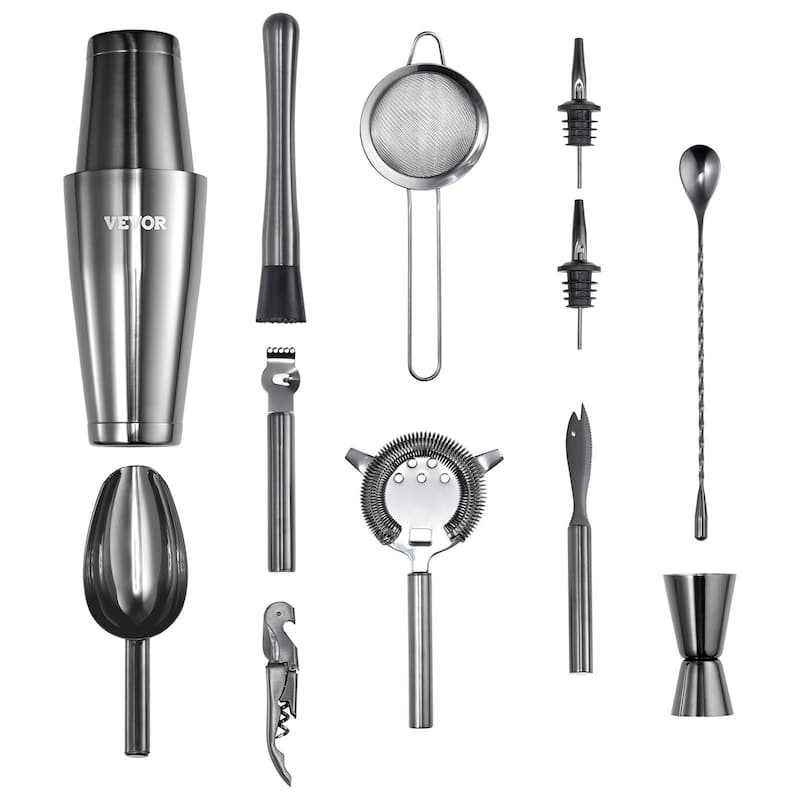13-Piece Bartender Kit Stainless Steel Cocktail Shaker Set Gunmetal - 12.01 x 4.53 x 11.22 in