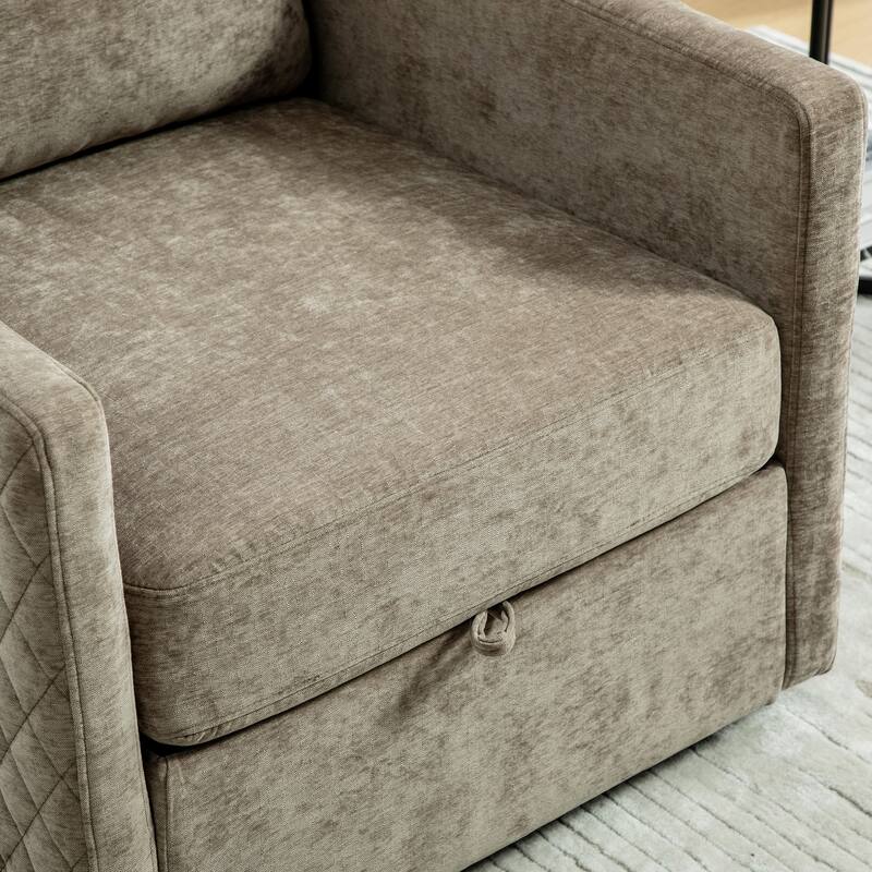 29.5" W Upholstered 360°Swivel Armchair with Hidden Storage, Comfy Diamond-Shape Tufted Armrests Accent Square Club Chair