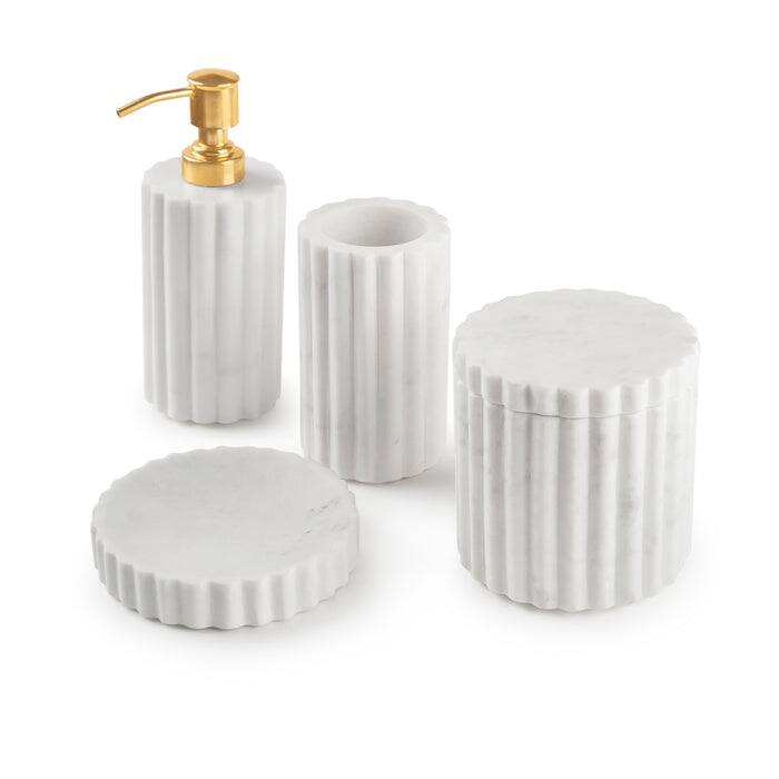 Roksana White Marble Bath Accessories, Set of 4