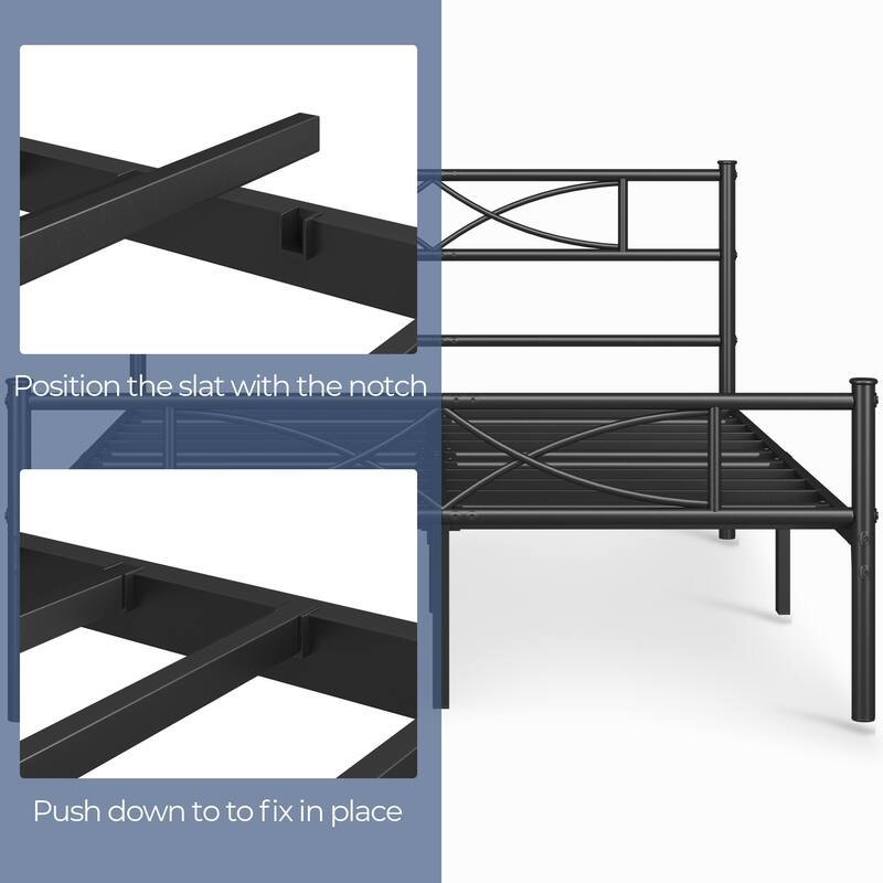 Yaheetech Simple Metal Platform Bed Frame with Curved Design Headboard and Footboard