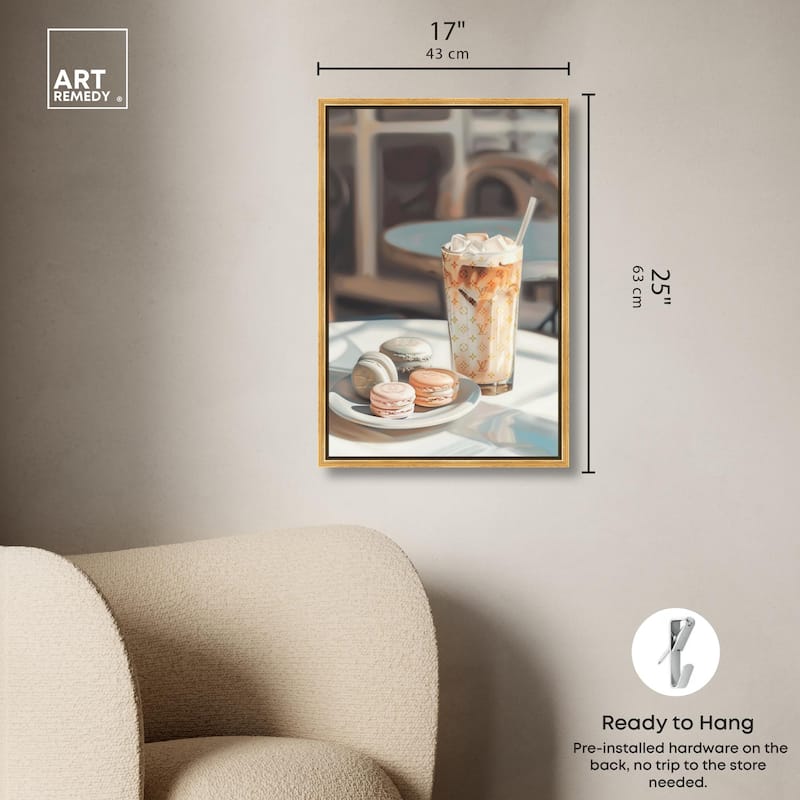 Glam Iced Coffee and Macarons Canvas by Art Remedy
