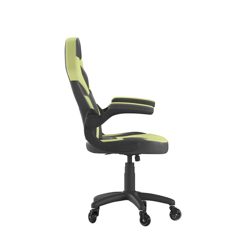 Office Gaming Chair with Skater Wheels & Flip Up Arms - LeatherSoft