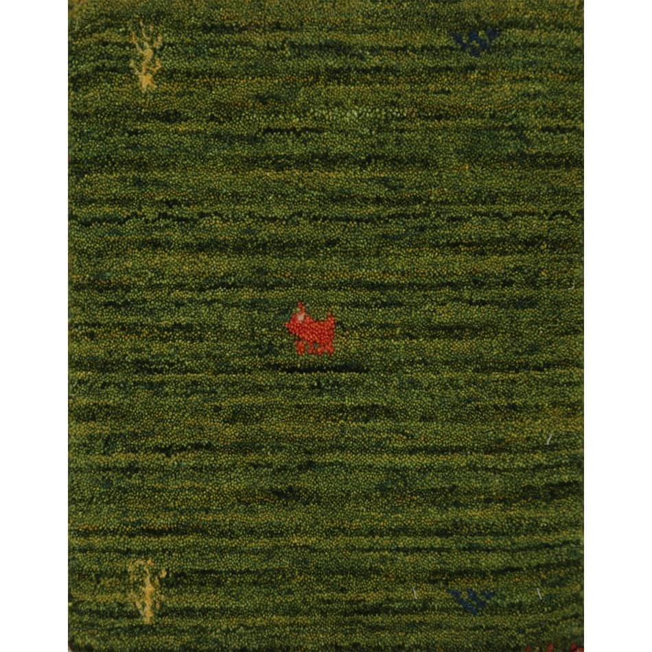 Hand Knotted Oriental 100% Wool Carpet Tribal Animal Pictorial Green Gabbeh Area Rug - 1' 4'' X 1' 4''