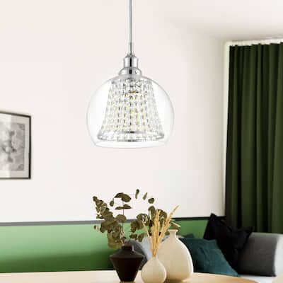 Clear Glass And Crystal Globe Pendant Light