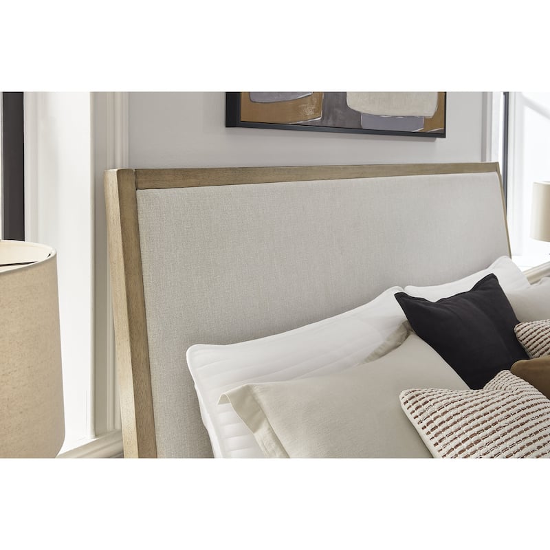 Signature Design by Ashley Tomtyn Beige/Light Brown Upholstered Platform Bed