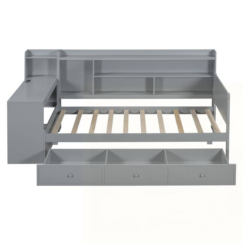 Wooden Daybed With 3 Drawers and USB Ports