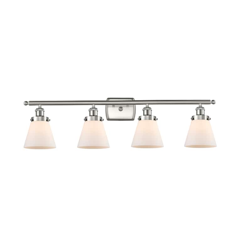 Innovations Lighting 916-4W-11-36 Cone Vanity Cone 4 Light 36" Wide - Brushed Satin Nickel / Matte White