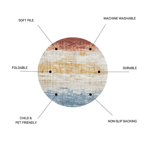 dimension image slide 7 of 13, Round Area Rugs Oriental Floral Rugs Soft Indoor Rug