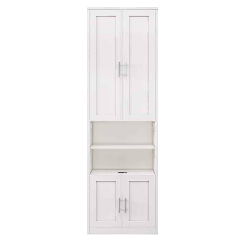 White Murphy Bed Desk Combo Chest Convertible Cabinet Bed Wall Bed Folding Space Saving Cube Bed Platform Low Profile Bed