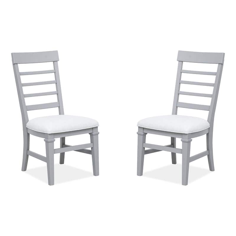 Magnussen Home Charleston Harbor Gray Upholstered Side Chair Two Pack - 18.75''W x 22.75''D x 40''H - Set of 2 - 18.75''W x 22.75''D x 40''H - Harbor Gray - Dining Height
