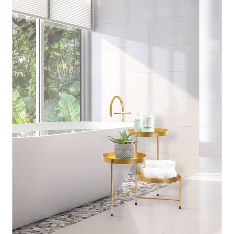Kate and Laurel Finn Tiered Metal Plant Stand - 13x13x22